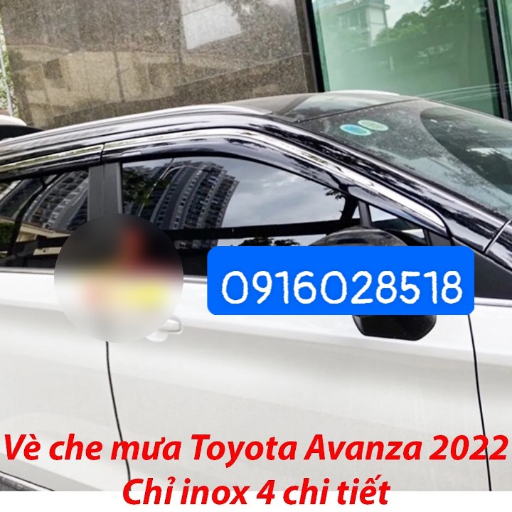 Bộ 4 Vè che mưa Toyota avanza 2022 2023 có viền chỉ INOX xịn loại dày