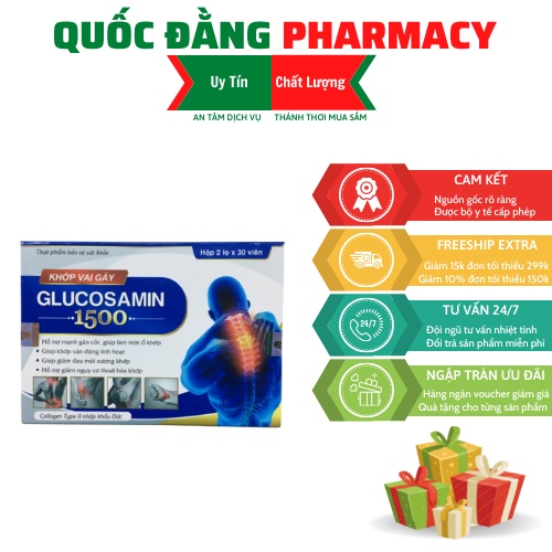 Hỗ trợ xương khớp, Viêm khớp, Viên uống xương khớp Glucosamine 1500 làm giảm đau khớp vai gáy bôi trơn xương khớp