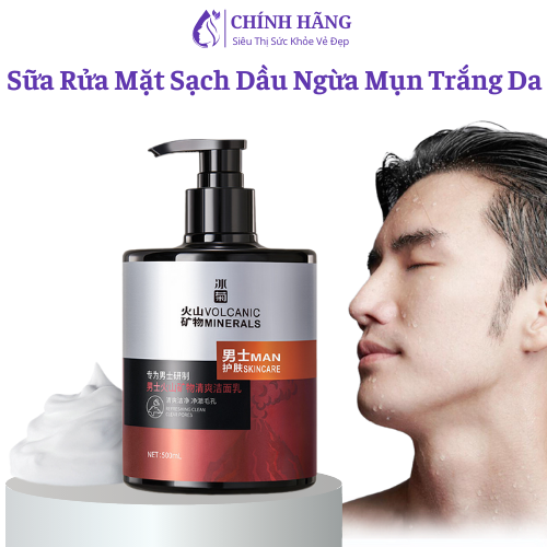 Sữa rửa mặt cho nam sạch nhờn ngừa mụn sáng da than hoạt tính man 500g