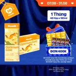 Thùng 48 hộp sữa bột pha sẵn Vinamilk Optimum Gold 180ml - Sữa nước hỗ trợ phát triển toàn diện, chất lượng quốc tế (Sữa dành cho trẻ em trên 1 tuổi)