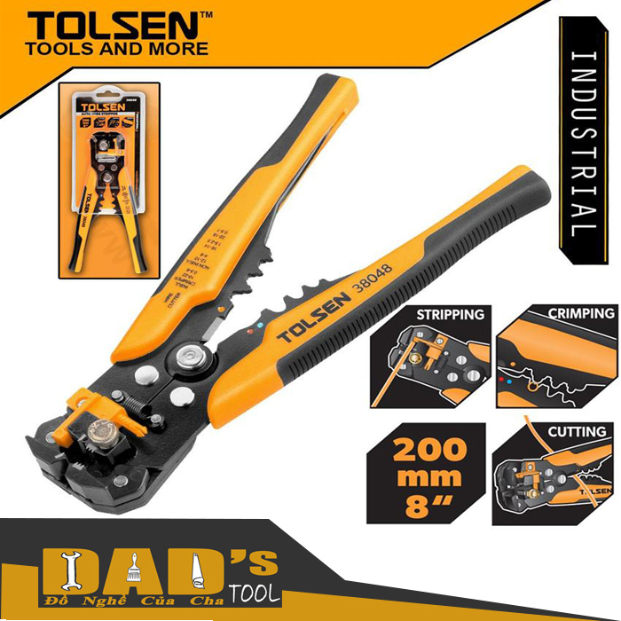 Kềm tuốt dây tự động kèm bấm cos nối - tolsen 38048