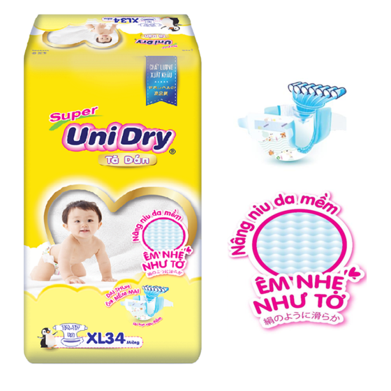 Tã Dán Siêu Thấm Unidry Đủ Size S48 - M42 - L38 - XL34 - Mẫu Mới