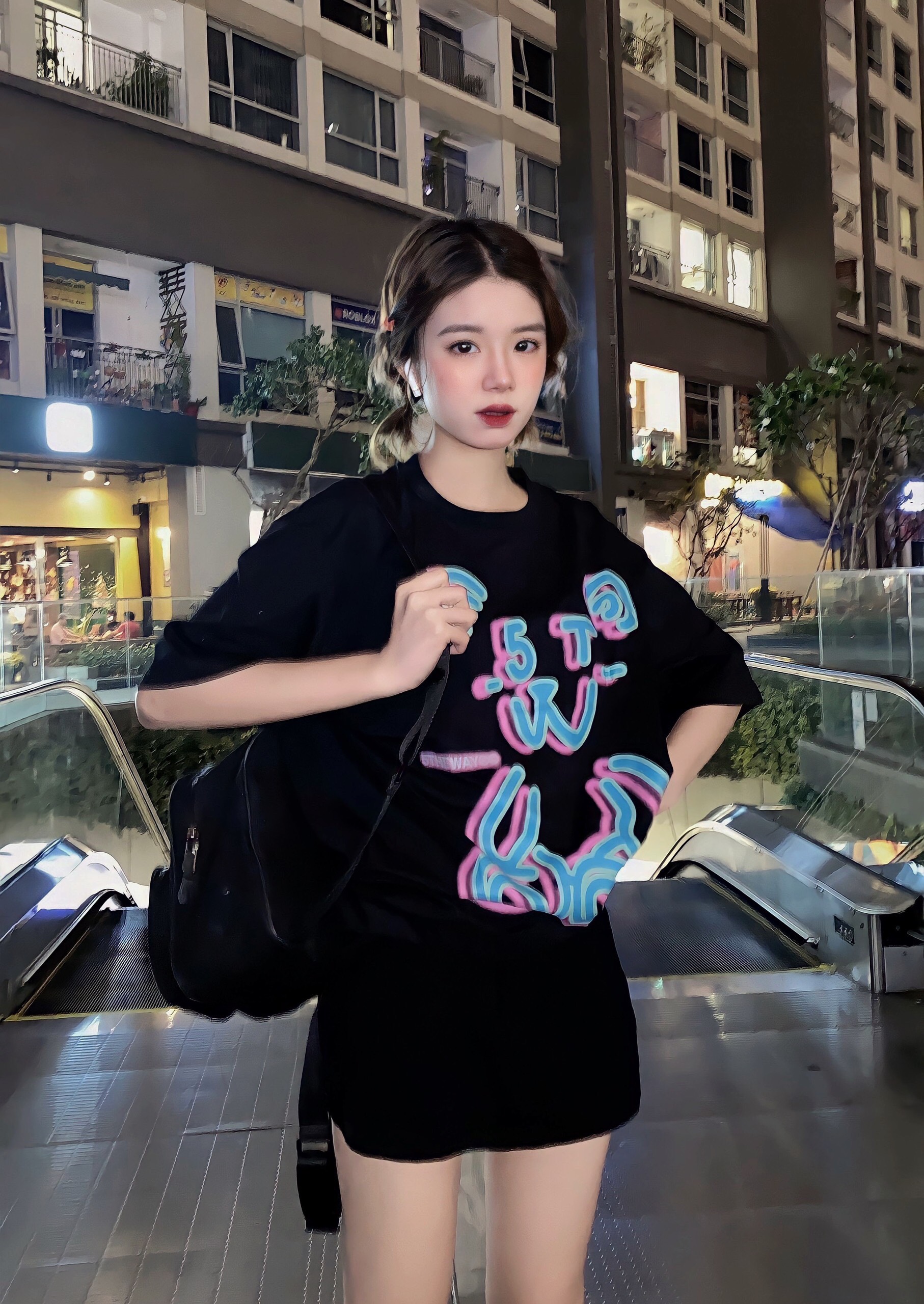 Áo thun 5theway led sign /teddy bear/ new tee hình gấu xanh dương