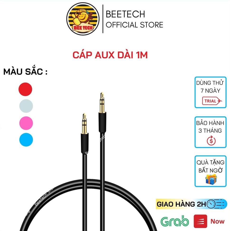 Dây AUX 2 đầu 3.5mm, dây nối loa, cáp chuyển tín hiệu âm thanh - Beetech