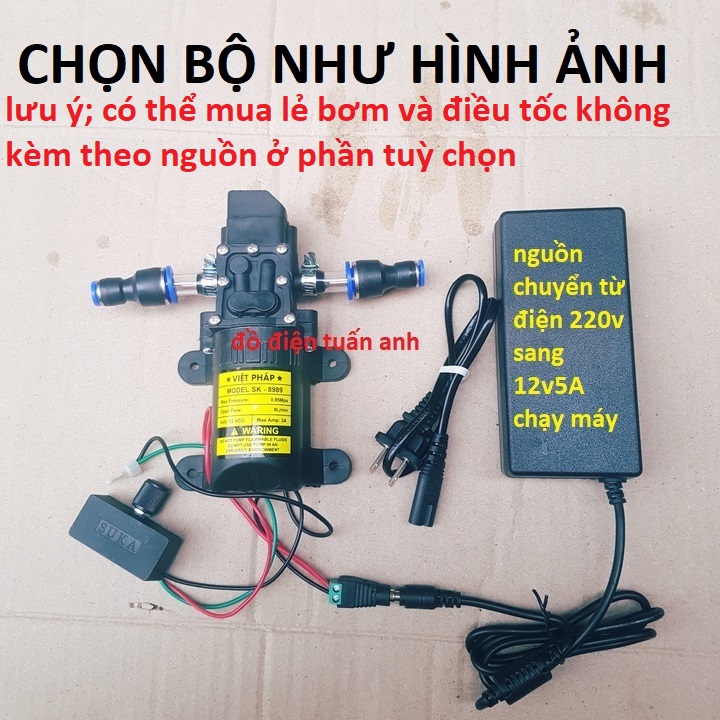 Máy Bơm Nước Mini Tăng Áp Kèm Nguồn Adaptor 12V Rửa Xe, Phun Sương Tưới Lan | máy bơm nước 12v kèm nguồn cực khoẻ, máy bơm phun sương