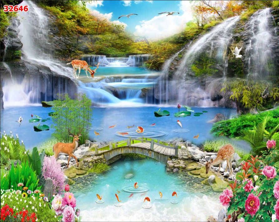Tranh lụa 3D dán tường