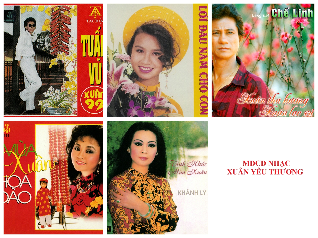 Bộ 5 đĩa cd xuân chọn lọc - chế linh - tuấn vũ - hương lan - khánh ly - duy khánh...