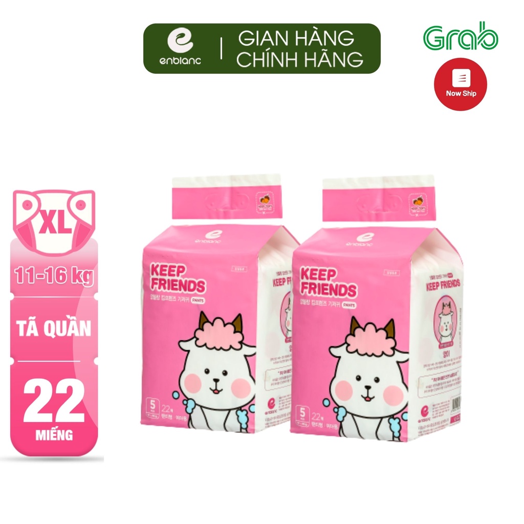 Combo 2 bịch Size XL22 tã bỉm quần Enblanc KEEP FRIENDS nội địa Hàn Quốc - cho bé từ 11-16kg (Bé Trai, Bé Gái)