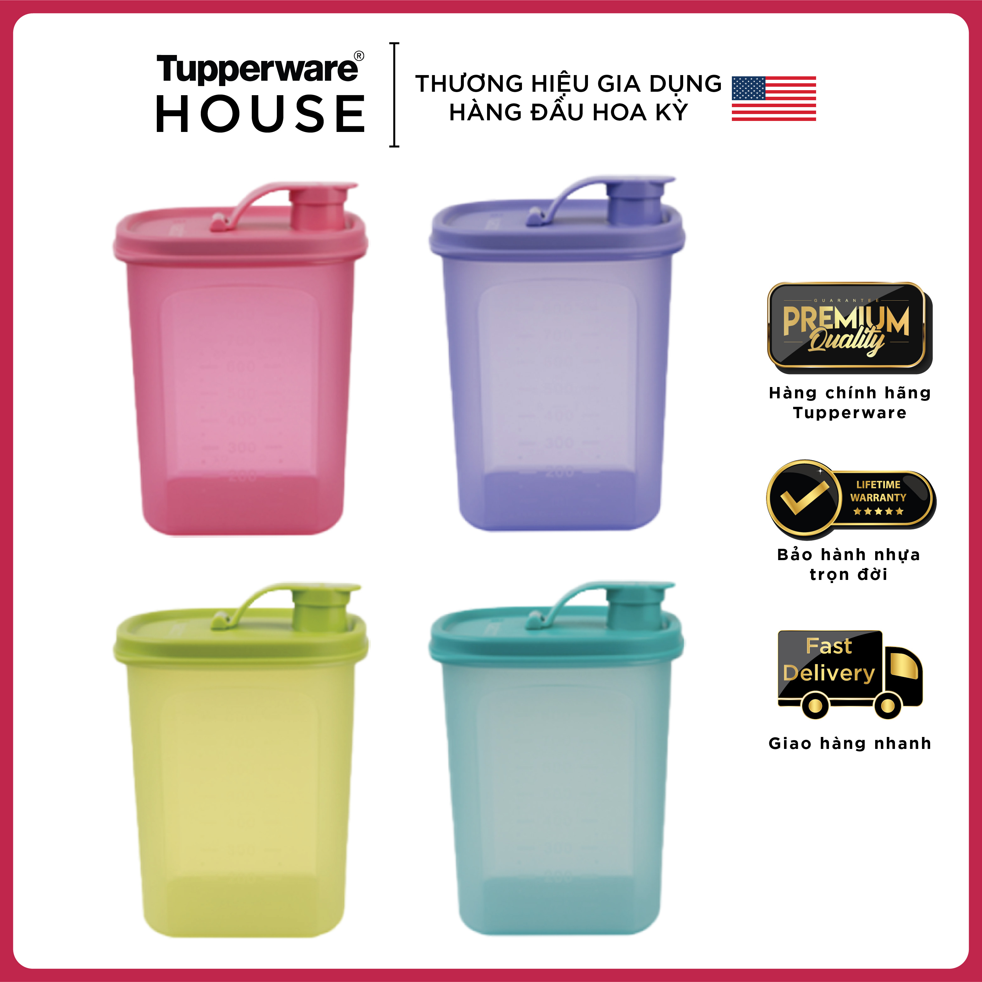 Bình nước Tupperware Slim Line Pitcher 1L