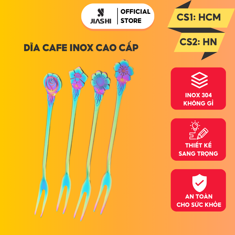 Dĩa Cafe Inox 304 vàng trắng ăn hoa quả, bánh ngọt tráng miệng phủ bóng sang trọng DCF01