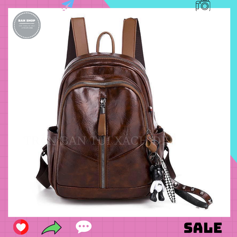 Balo nữ đẹp ❤️freeship❤️ balo da mềm tặng kèm gấu sp 79