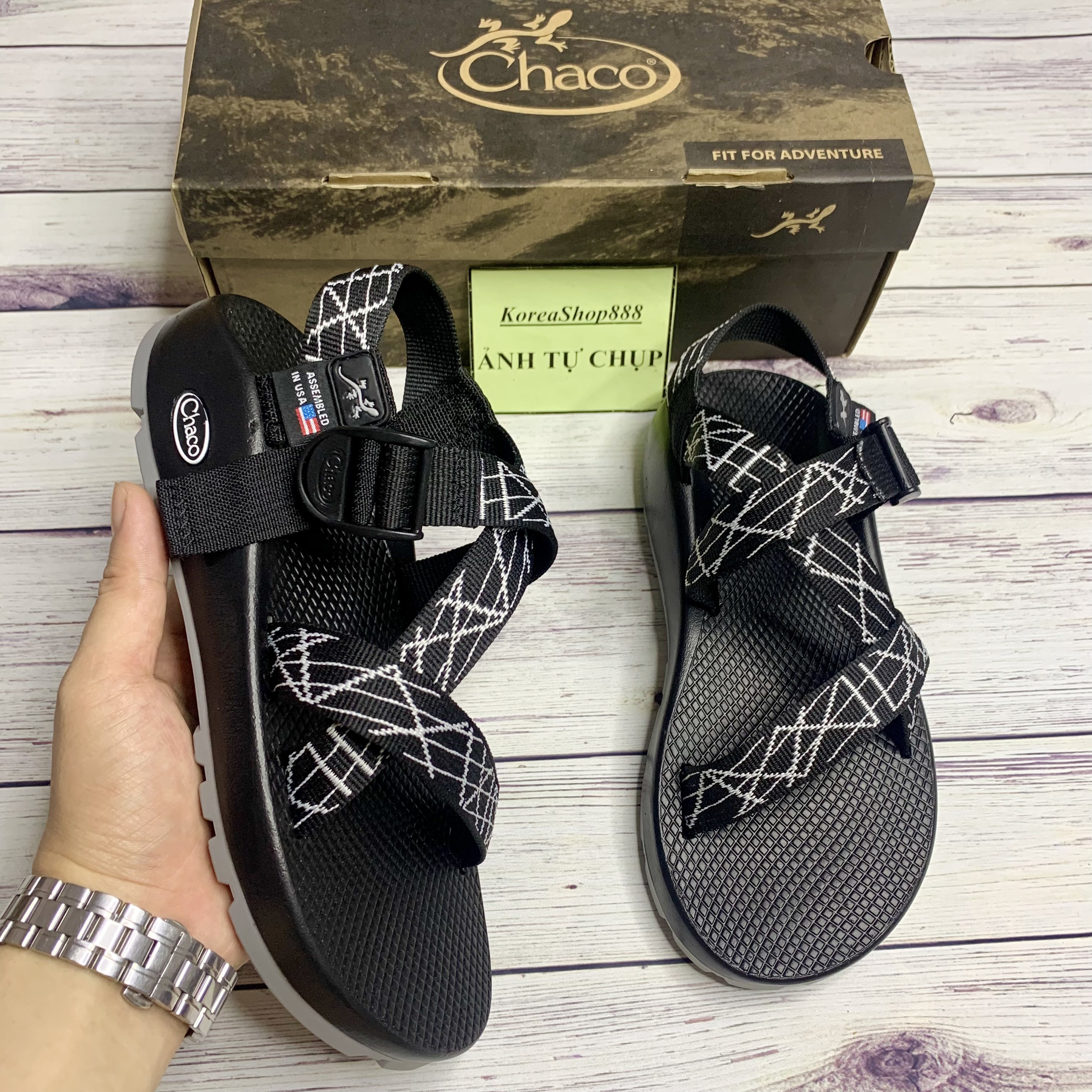 Dép xăng đan nam nữ chaco quai dù mã d38