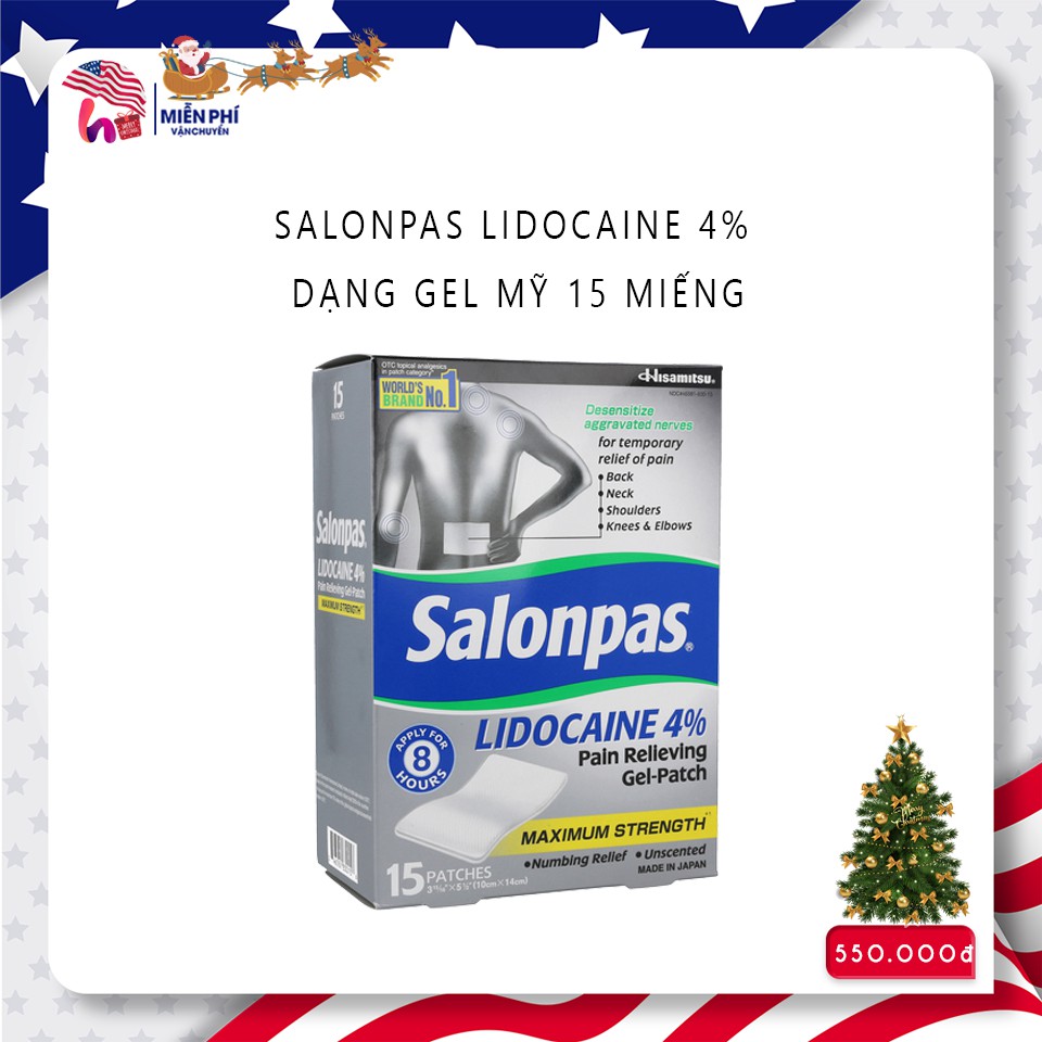 Salonpas lidocaine 4% dạng gel mỹ 15 miếng