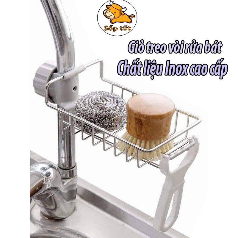 Giá để đồ đựng lưới, cọ rửa bát để bồn rủa chén cạnh vòi GD113