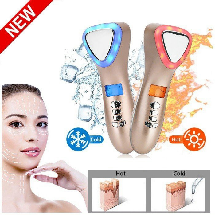 Búa Điện Di Tinh Chất D002 Nóng Lạnh Kết Hợp Ánh Sáng Sinh Học Nâng Cơ Trẻ Hóa Da Mặt ( Máy tích điện )