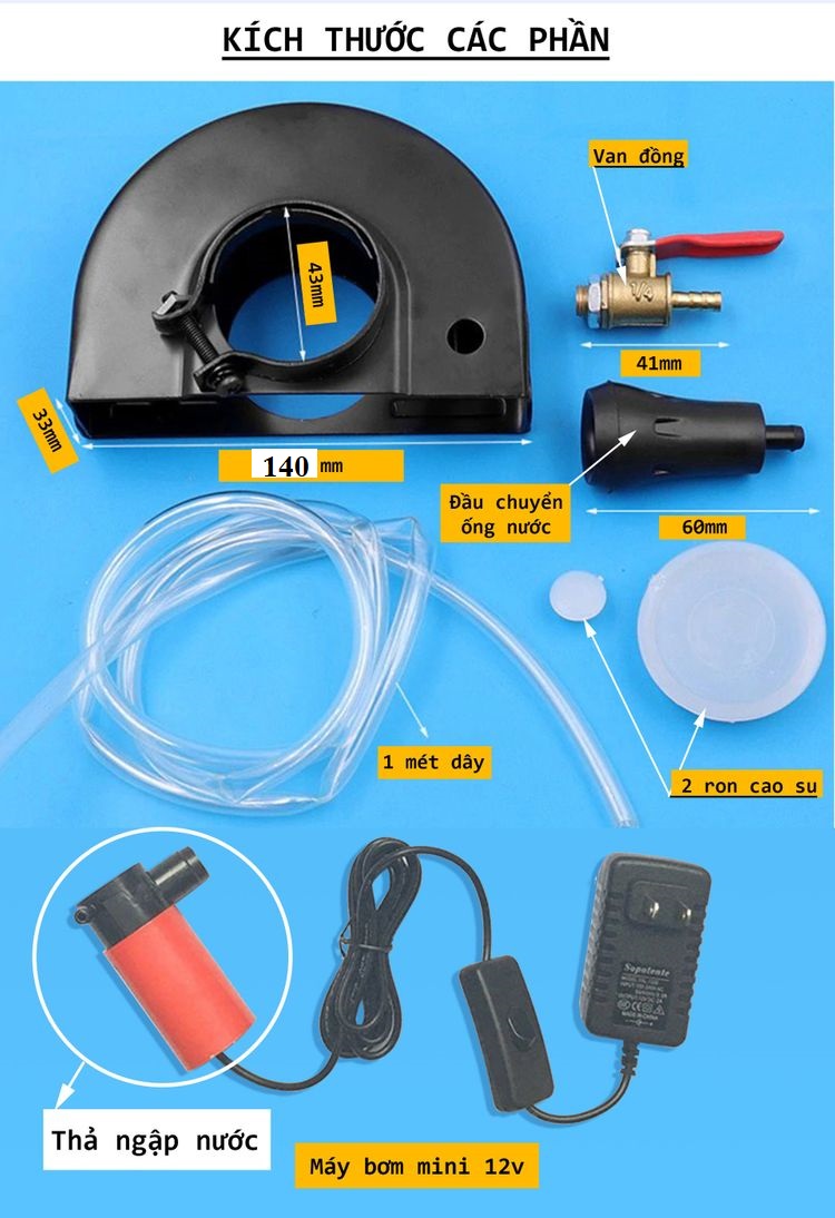 BỘ BẢO VỆ VÀ TIẾP NƯỚC CHO MÁY MÀI GÓC, MÁY MÀI