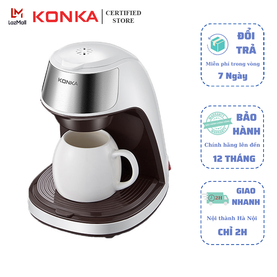 Máy Pha Cà Phê KONKA KCFCS2 dễ sử dụng công suất 450W pha cà phê nhỏ giọt bình chứa tối đa 0.3L thời gian pha nhanh chóng thiết kế hiện đại sang trọng bảo hành 12 tháng