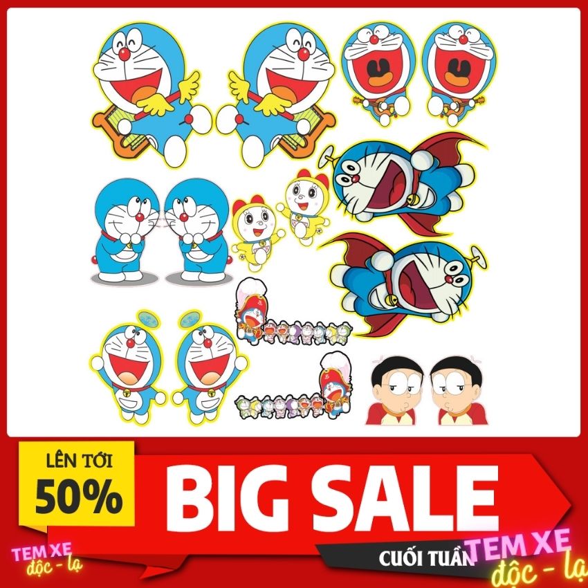 Decal  TEM xe tải Độc Lạ Dán Xe Ô tô Tải - ĐỀ CAN  Chế Xe Tải Doremon (KT 100x100cm)