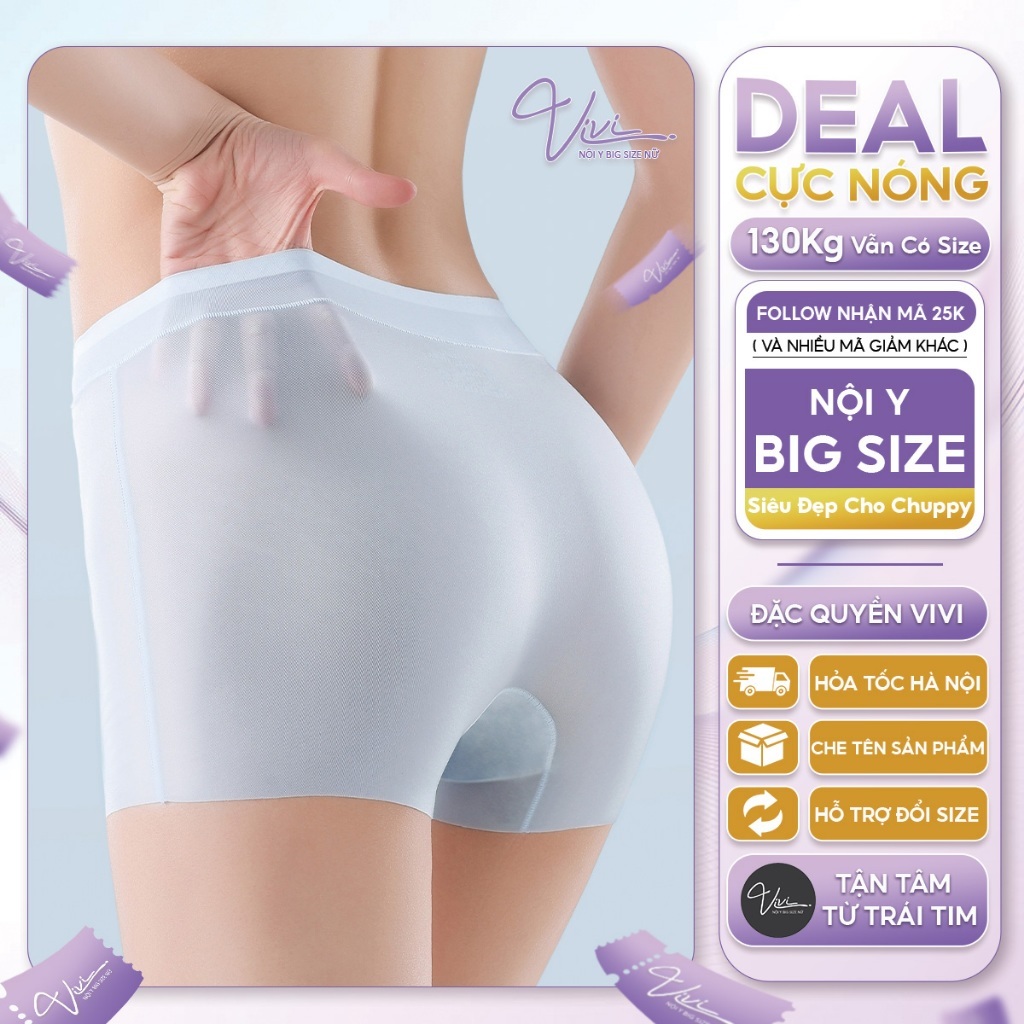  Quần váy lót nữ bigsize vải su lụa siêu mát mặc áo dài mỏng- Vivi Nội Y Big size cỡ lớn - Đồ lót nữ tới 120Kg - Mã N66 