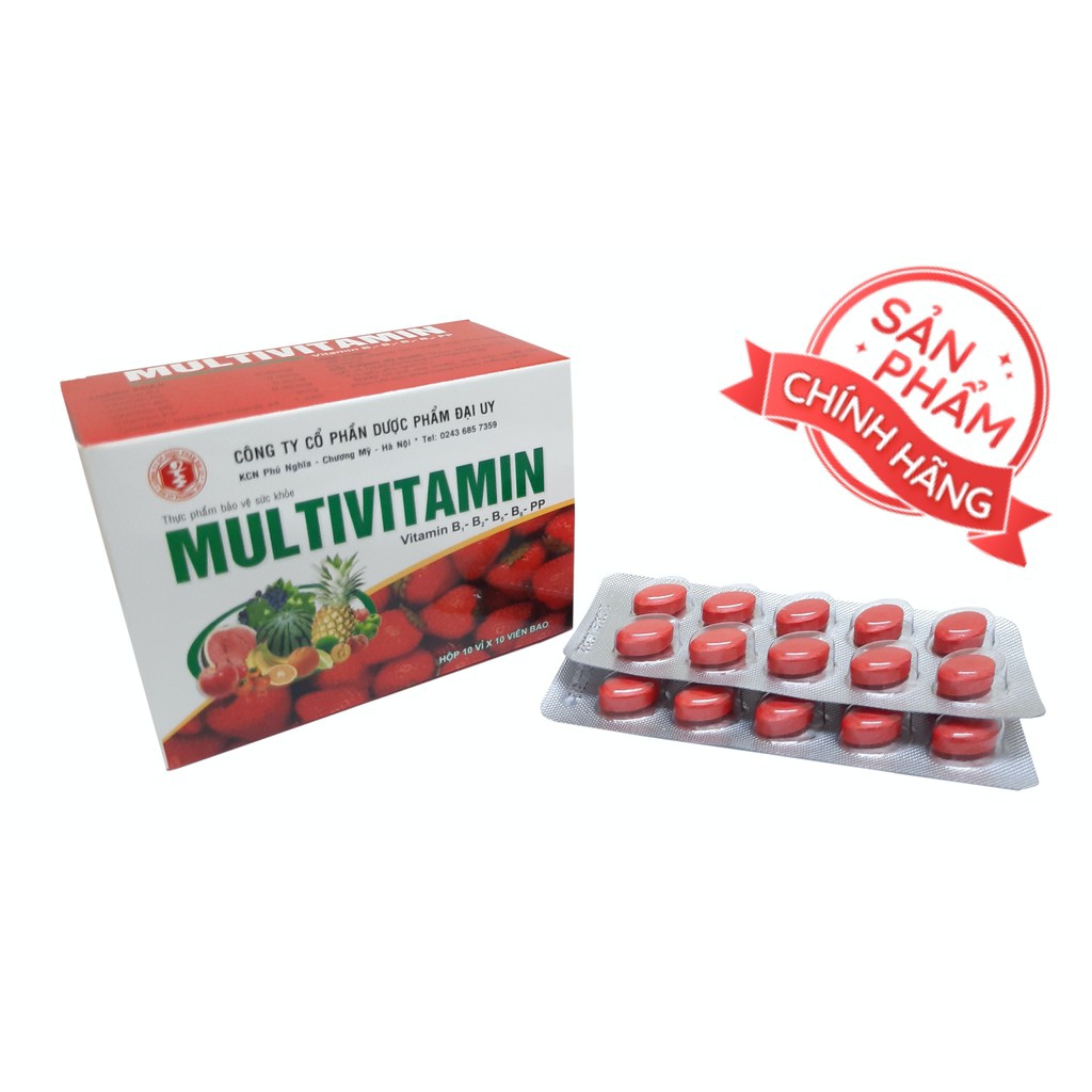viên uống Multivitamin - Giúp bổ sung Vitamin B1, B2, B5,B6,PP, tăng cường sức khỏe, tăng cường hấp thu, hồi phục cơ thể- hộp 100 viên