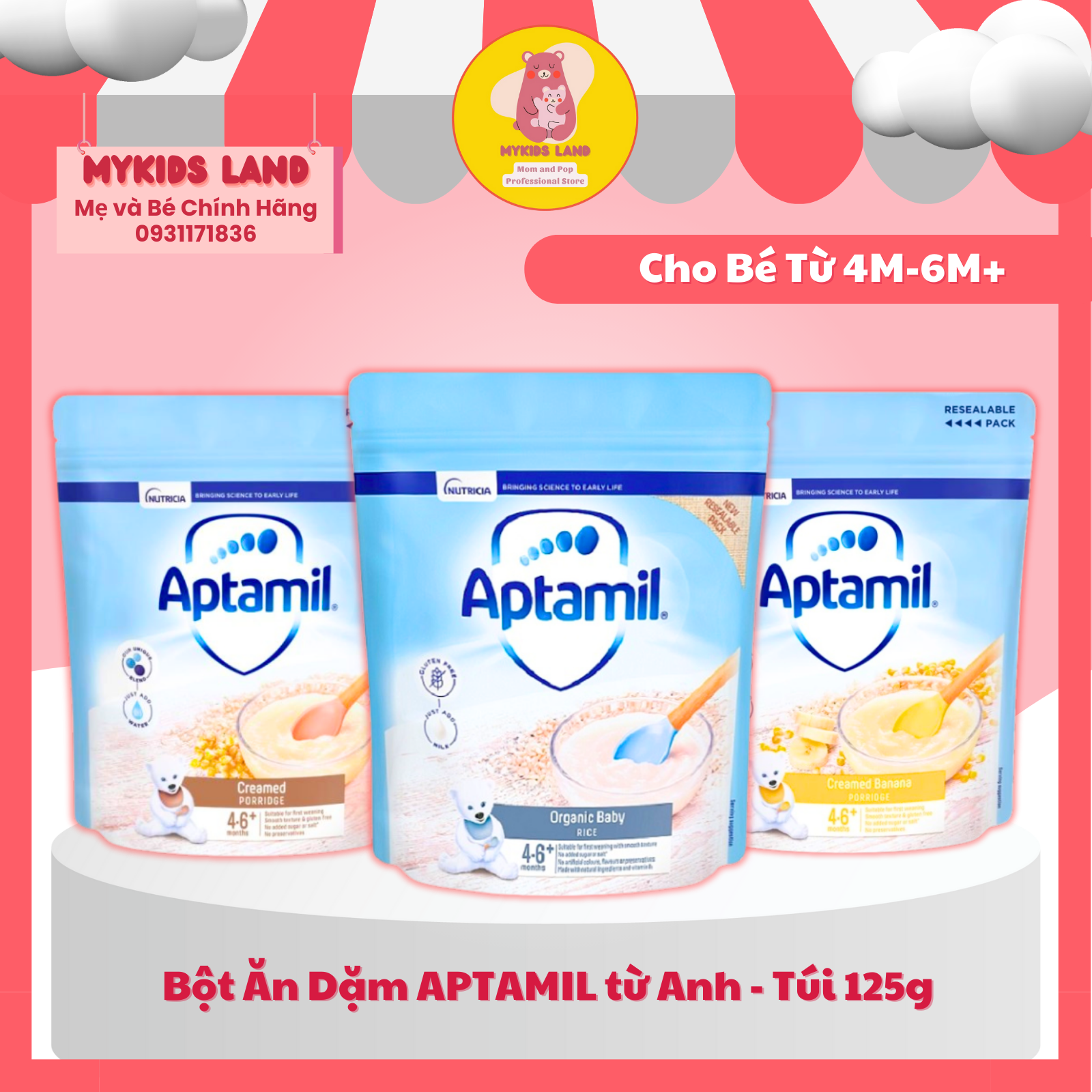 Bột Ăn Dặm APTAMIL Anh UK Túi 100g Cho Bé Từ 4M-6M+