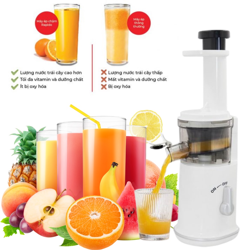 Máy ép chậm mini cao cấp rsj120 - máy ép hỏa quả ép kiệt nước, giữ lại đầy đủ vitamin, chất dinh dưỡng