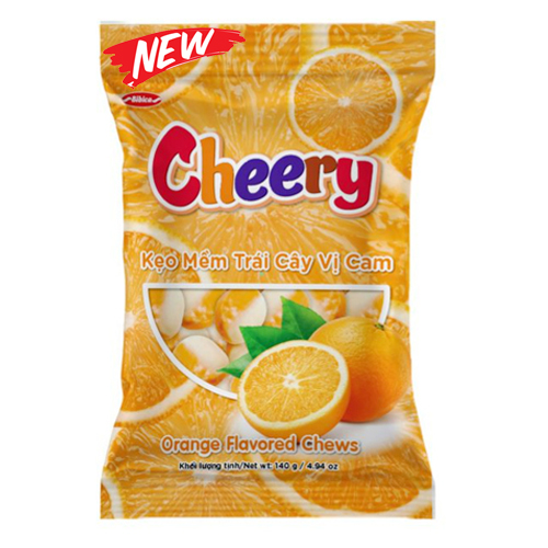 Kẹo mềm trái cây vị cam, nho, dâu - cheery - bibica
