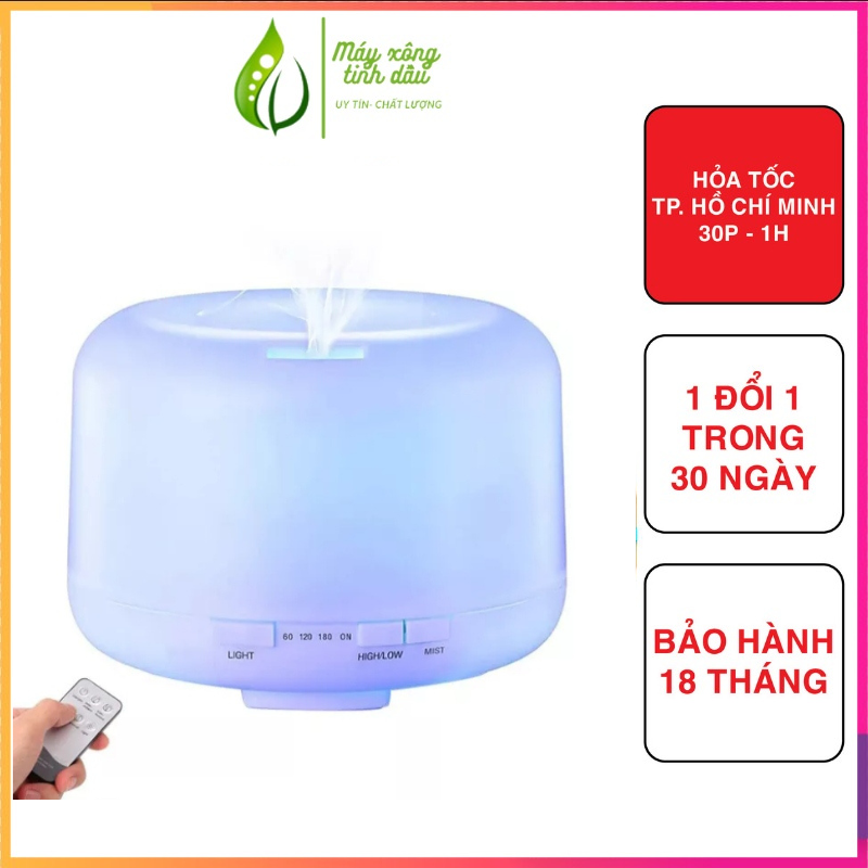 (TP HCM) Máy xông tinh dầu Trụ Tròn có đèn led (BH 18 Tháng) có REMOTE giúp tạo độ ẩm, thơm phòng đuổi muỗi giảm tress hiệu quả"