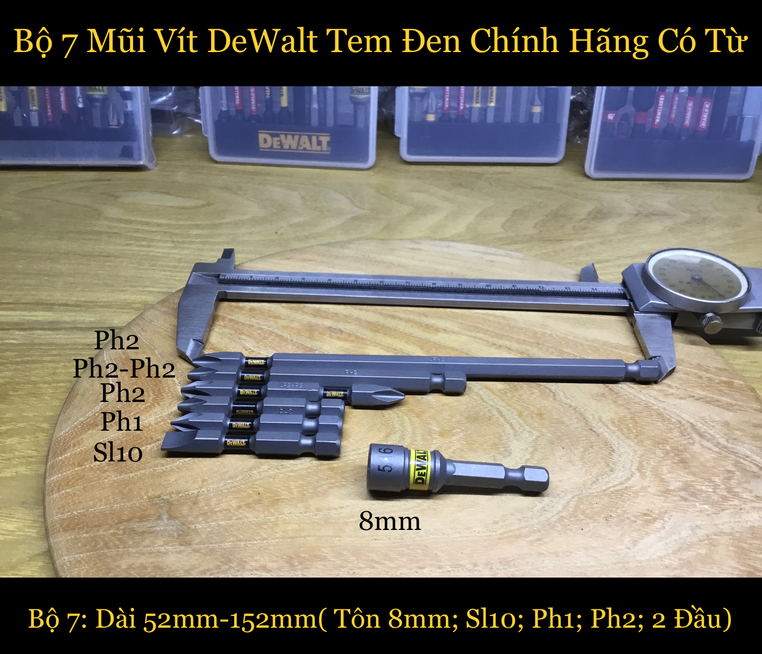 Bộ 7 mũi vít dewalt tem đen chính hãng có từ