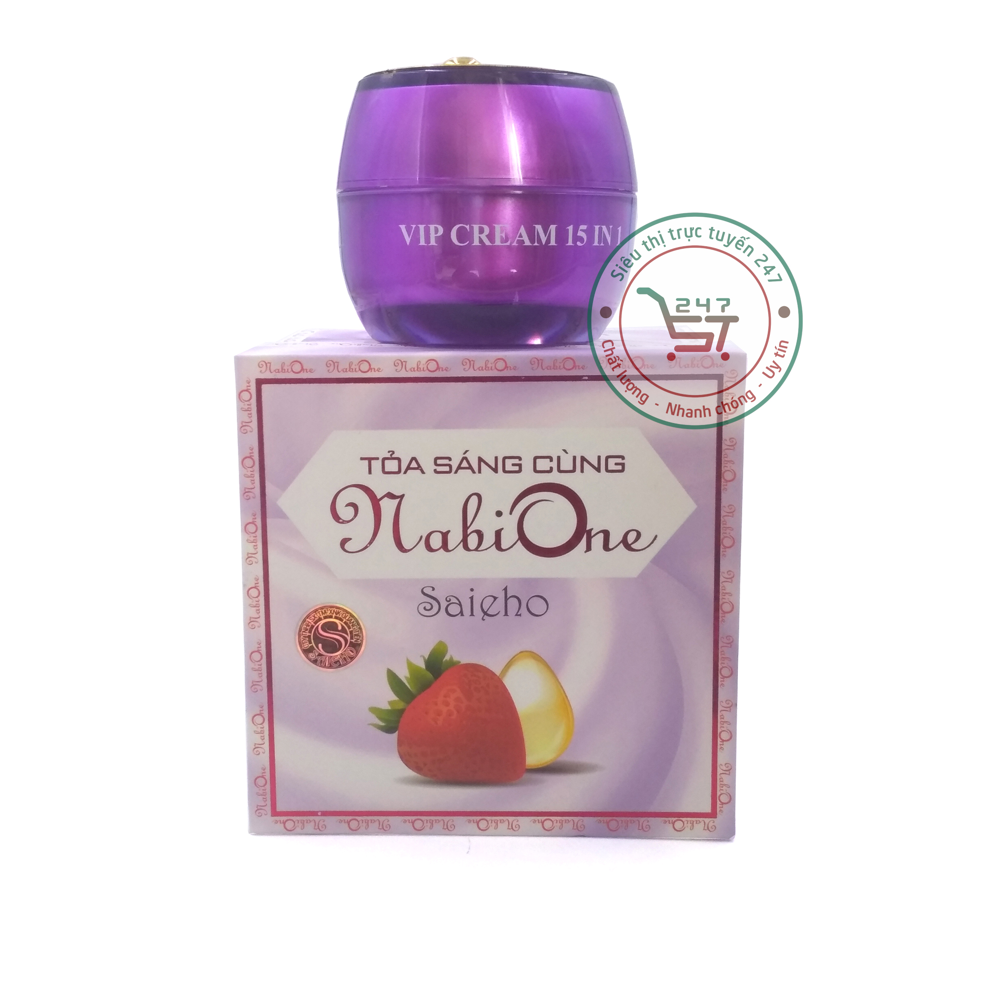 Kem Nám Tàn nhang dưỡng Trắng da Đồi mồi Phục hồi da Dâu tây Sữa ong chúa NaBiOne 15in1 35g (Trắng-Tím)