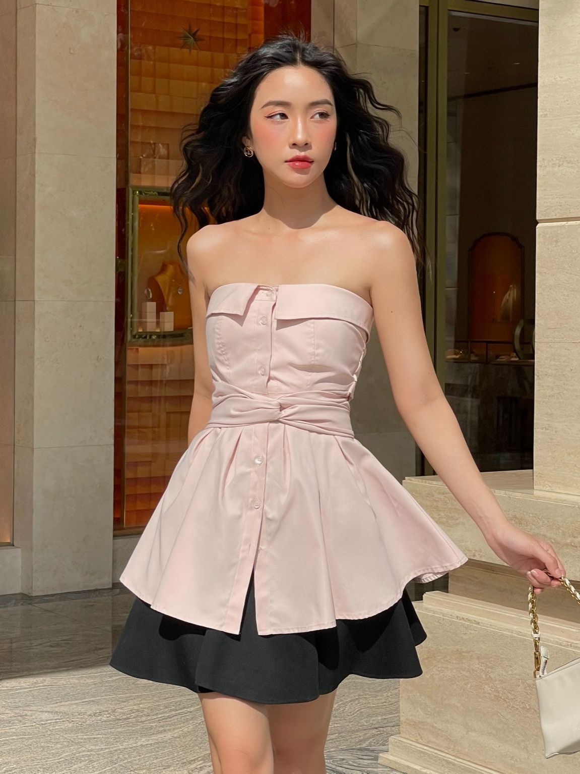 Jubin studio | áo sơ mi cúp ngực có thắt lưng