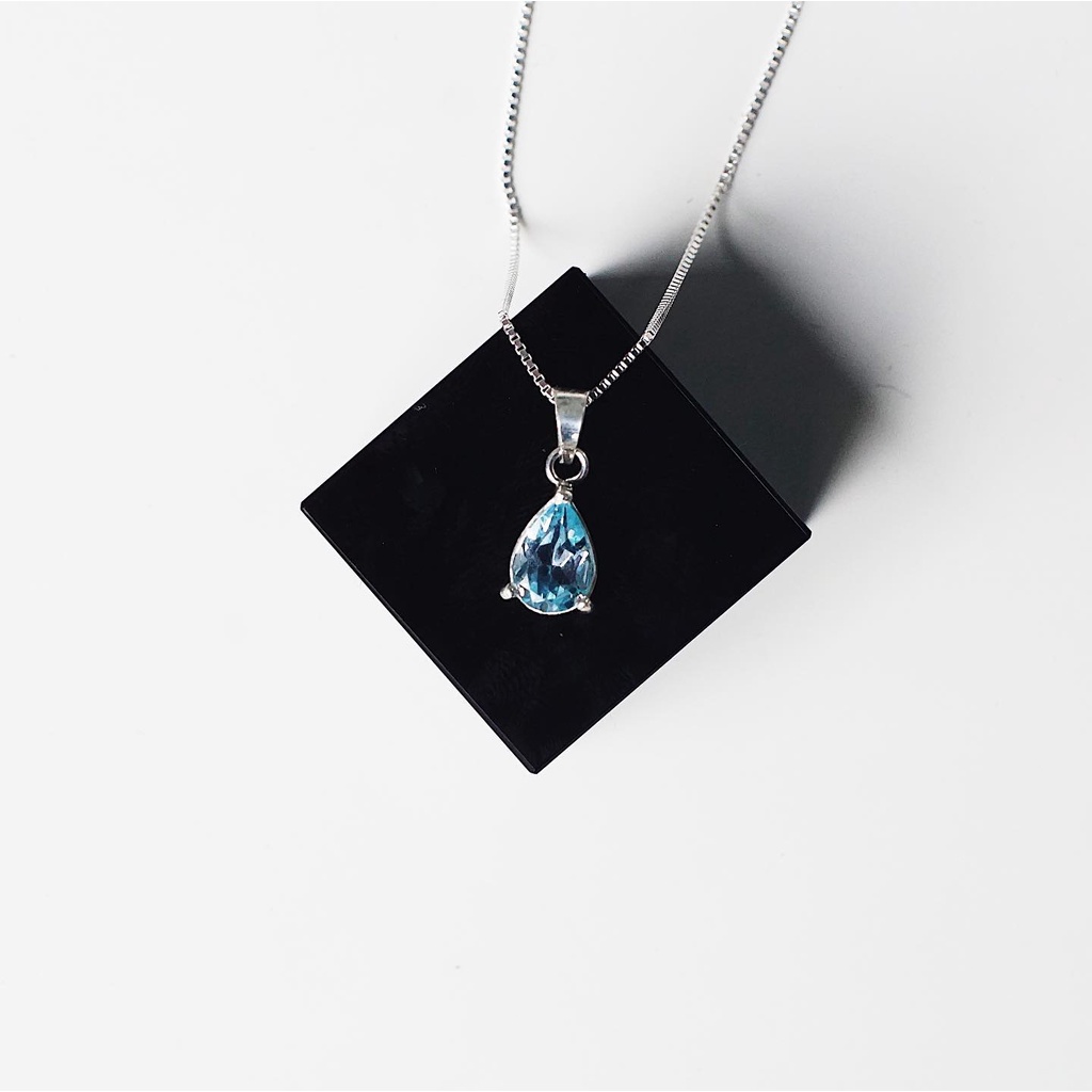 Dây chuyền bạc mặt đá topaz xanh dương An Gem dành cho nữ