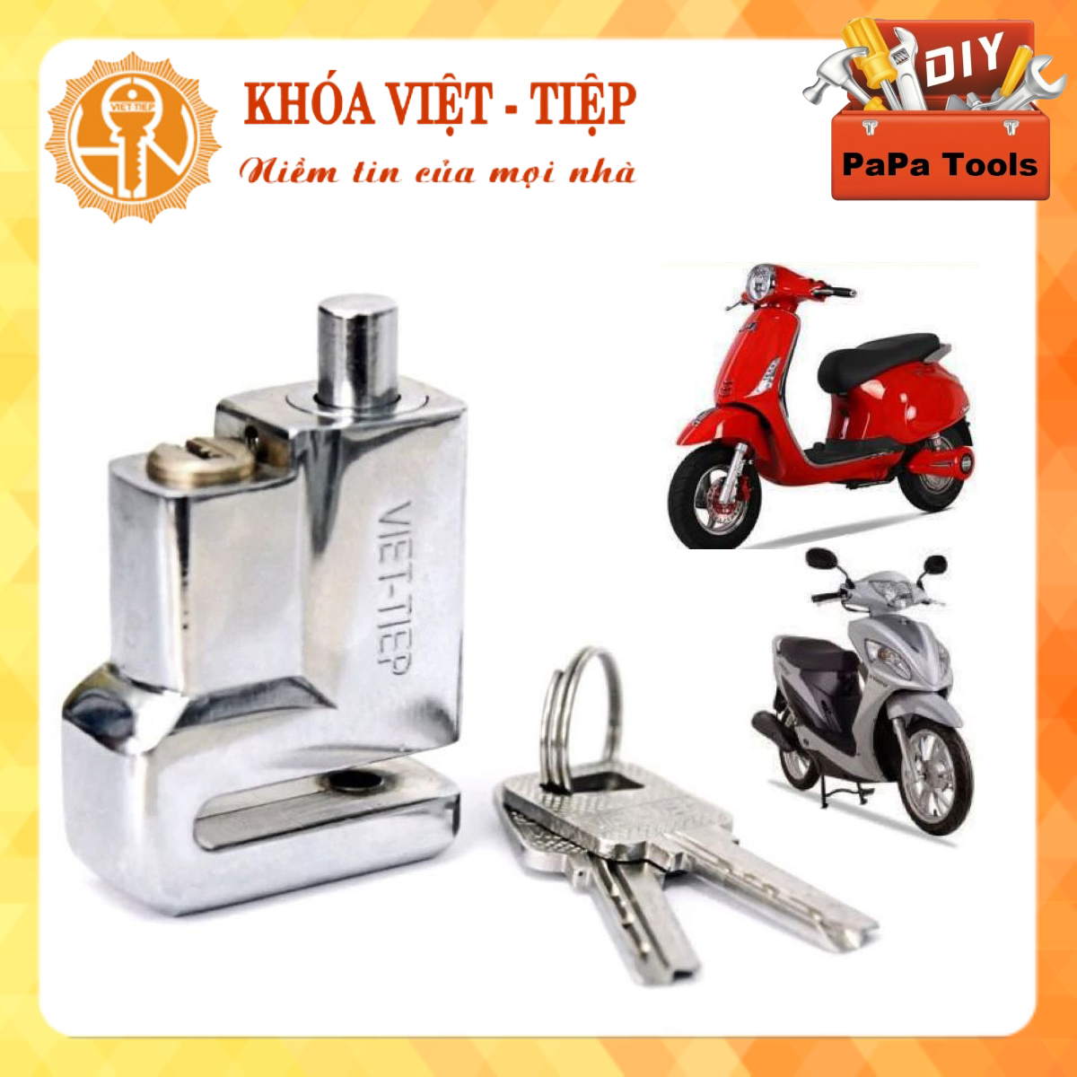 (FreeshipMAX) Khoá thắng đĩa xe máy chống cắt Việt Tiệp 06972 có thể sử dụng cho tất cả các loại xe số, xe tay ga có thắng đĩa Khả năng chịu lực cao, dễ khóa, chống cắt hiệu quả - Phân phối bởi PAPA TOOLS