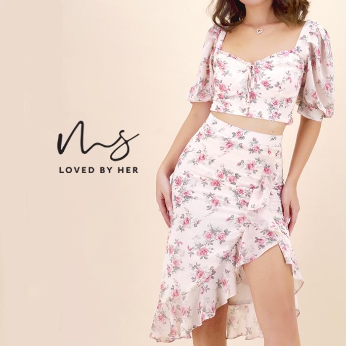 Set váy call me senorita áo crop top kèm chân váy xẻ bèo