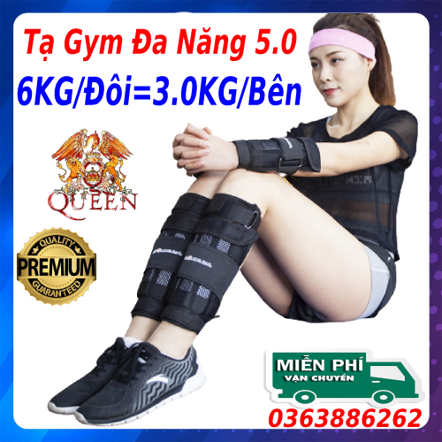 Tạ đeo cổ chân 6kg có điều chỉnh trọng lượng phiên bản 5.0 hỗ trợ các môn thể thao gym yoga võ thuật hỗ trợ điều trị sau chấn thương cho đôi chân