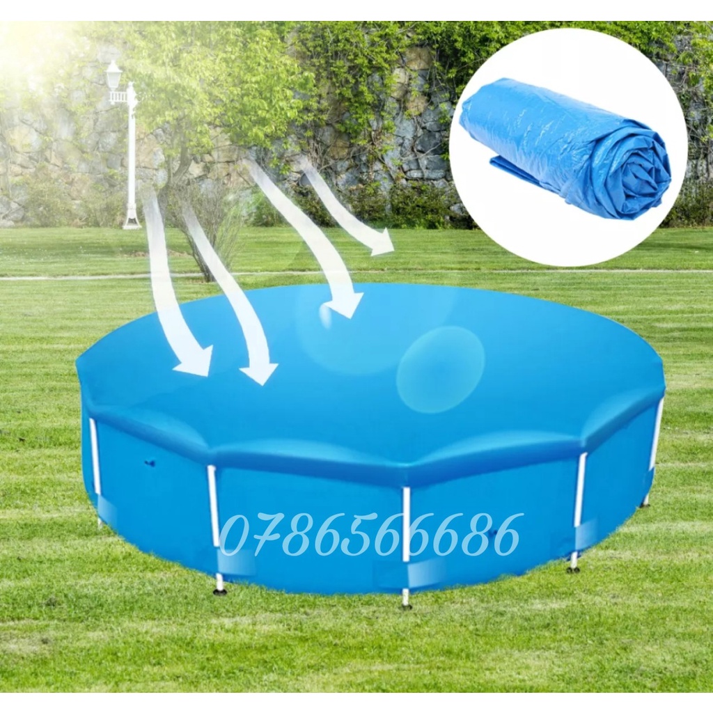 Bạt che hồ bơi tròn Bạt che hồ bơi đường kính 3m05, bạt phủ bể bơi khung kim loại, bạt phủ chống bụi chống côn trùng