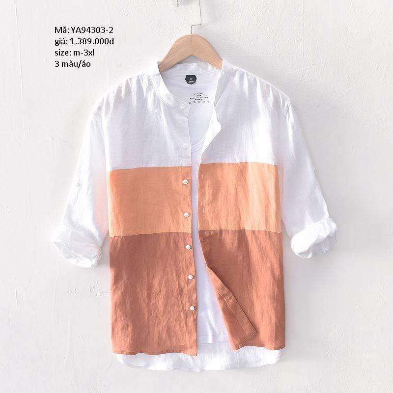 [HCM]Áo sơ mi nam cổ tàu tay dài kiểu dáng Hàn Quốc