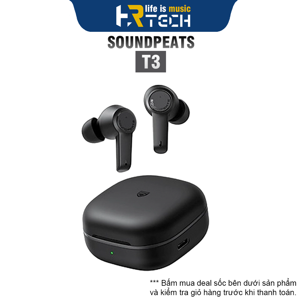 Tai Nghe Không Dây SoundPEATS T3 Bluetooth V5.2 Chống Ồn Chủ Động ANC Cùng Chế Độ Xuyên Âm