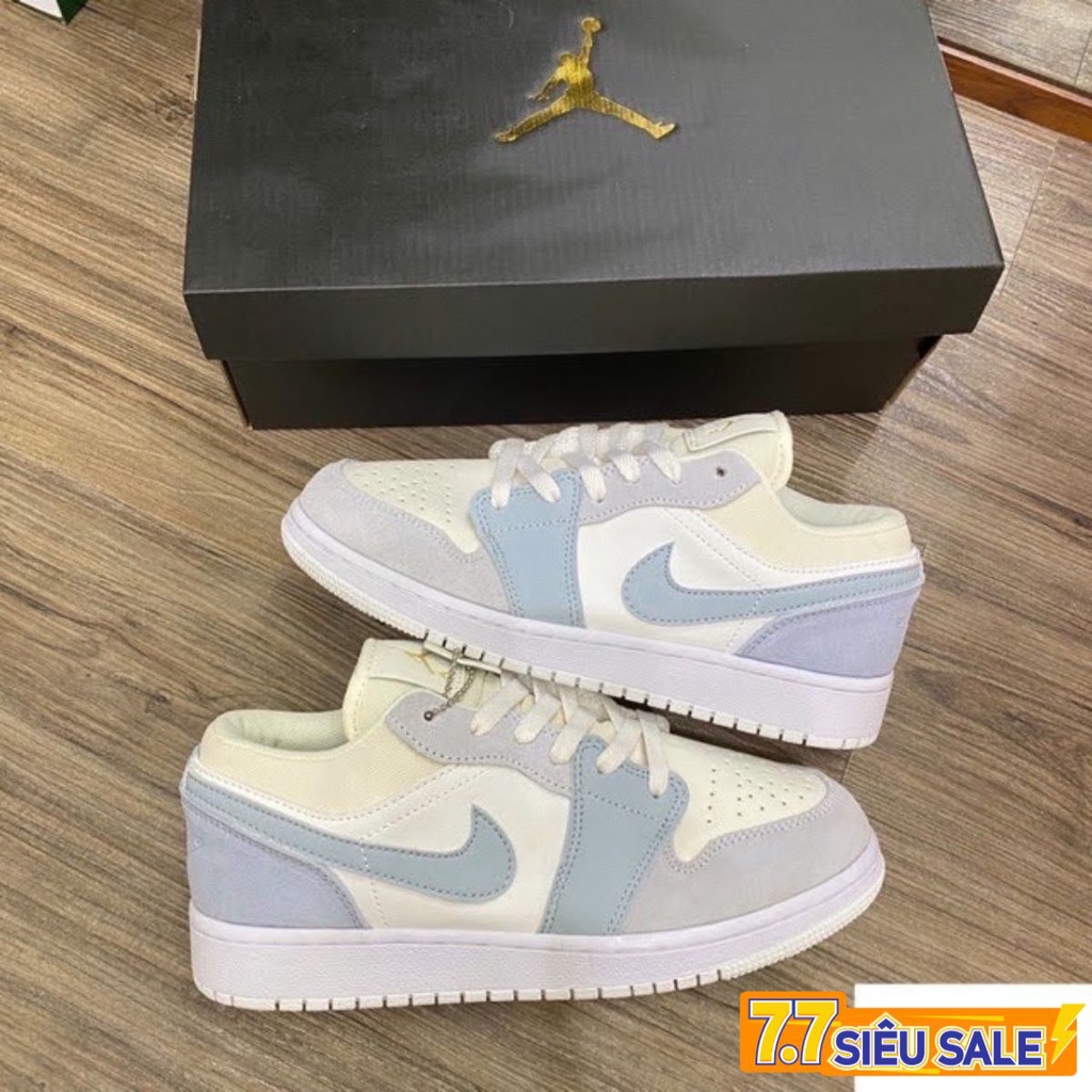 Giày thể thao nam nữ, Giày Jodan 1 xám xanh thấp cổ, thể thao sneaker JD paris full box bill