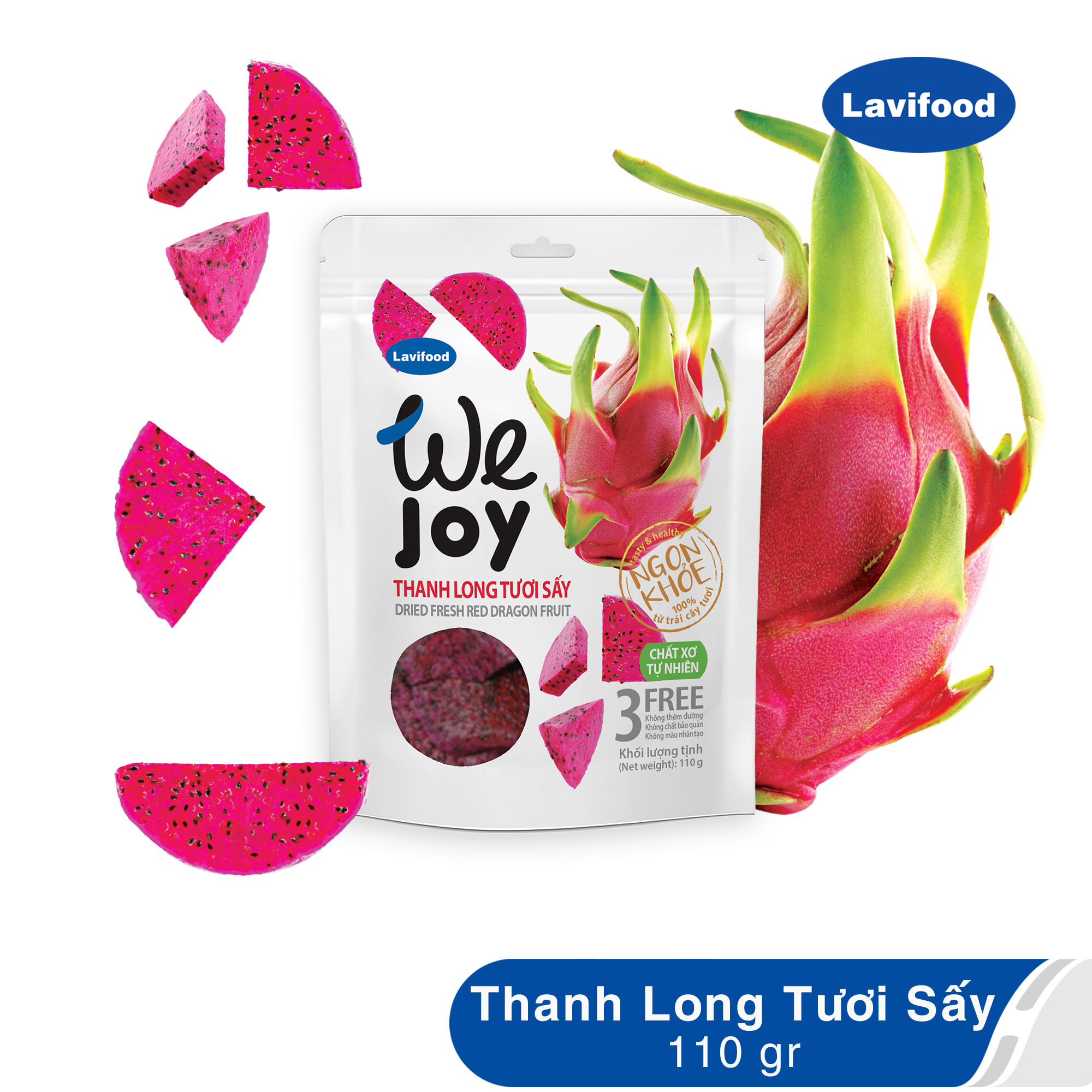 Thanh long Sấy Tươi Không Thêm Đường, 100% Trái Cây Tự Nhiên We Joy - Lavifood (110 gram)