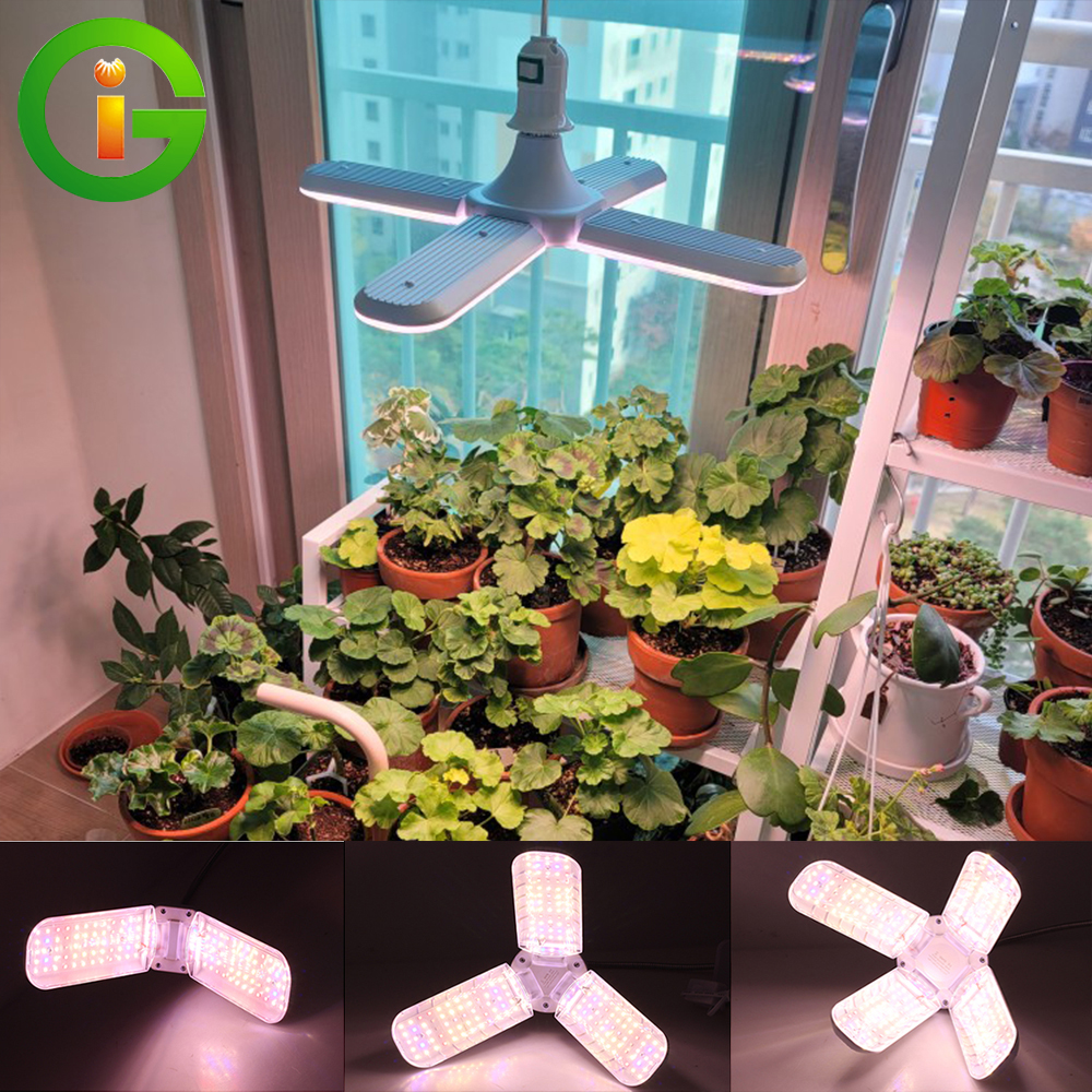 Đèn led trồng cây có thể gập lại đèn trồng cây e27 toàn phổ bóng đèn trồng cây biến dạng hình lá cho cây trồng trong nhà nhà kính cây giống