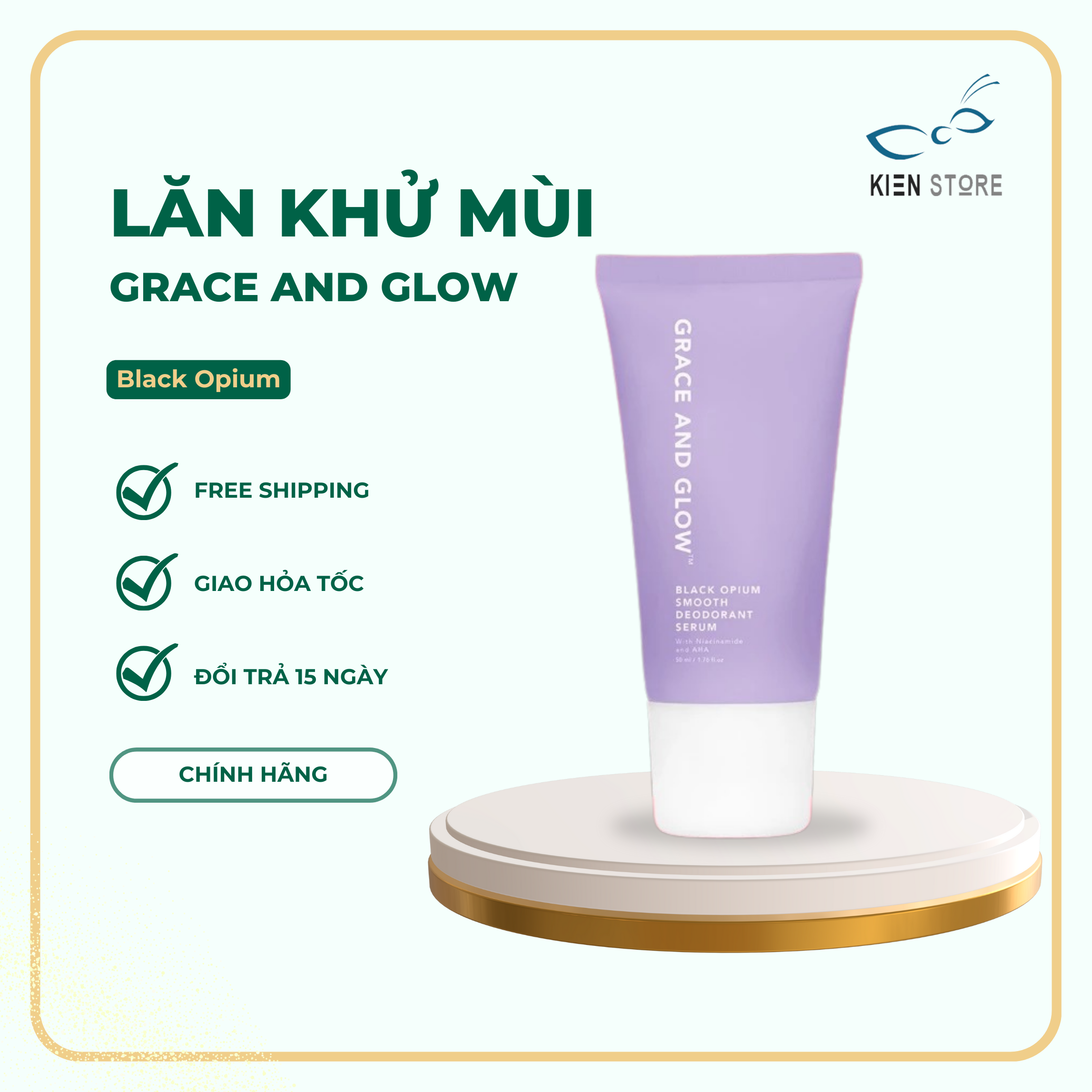  Lăn Khử Mùi Grace And Glow Black Opium Dưỡng Sáng Da 50ml Ngăn Ngừa Mồ Hôi Với Niacinamide và AHA 