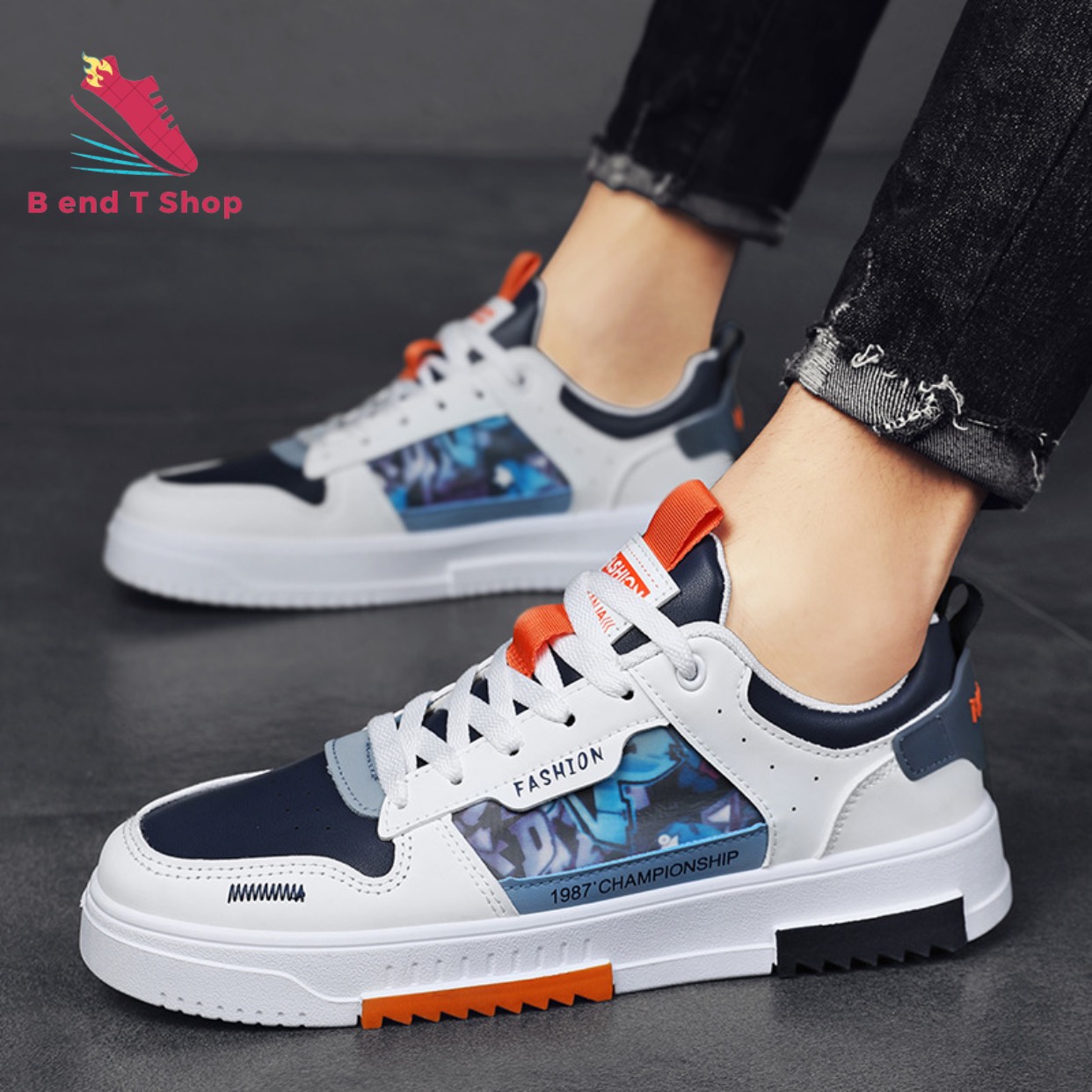 Giày thể thao sneaker nam đế răng cưa hoạ tiết 1987 kiểu dáng siêu chất