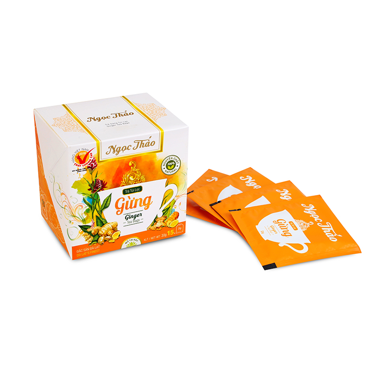 Combo 2 Hộp Trà Gừng Hộp 15 Túi Lọc Combo 2 Ginger Tea Box of 15 Filter Bags