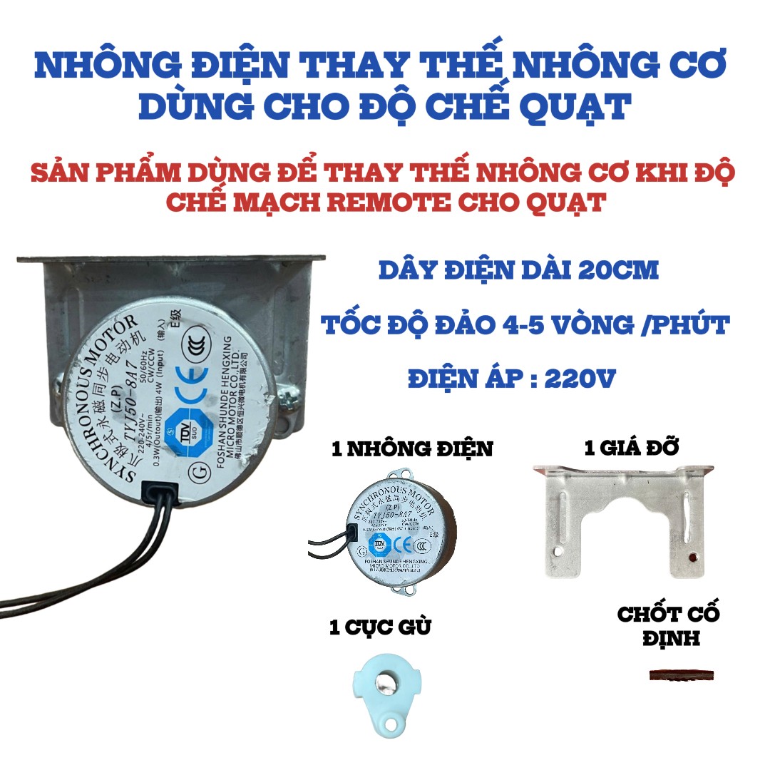 Nhông đảo điện 4-5 vòng phút thay thế nhông cơ độ chế quạt đảo điện êm bền dễ lắp K269