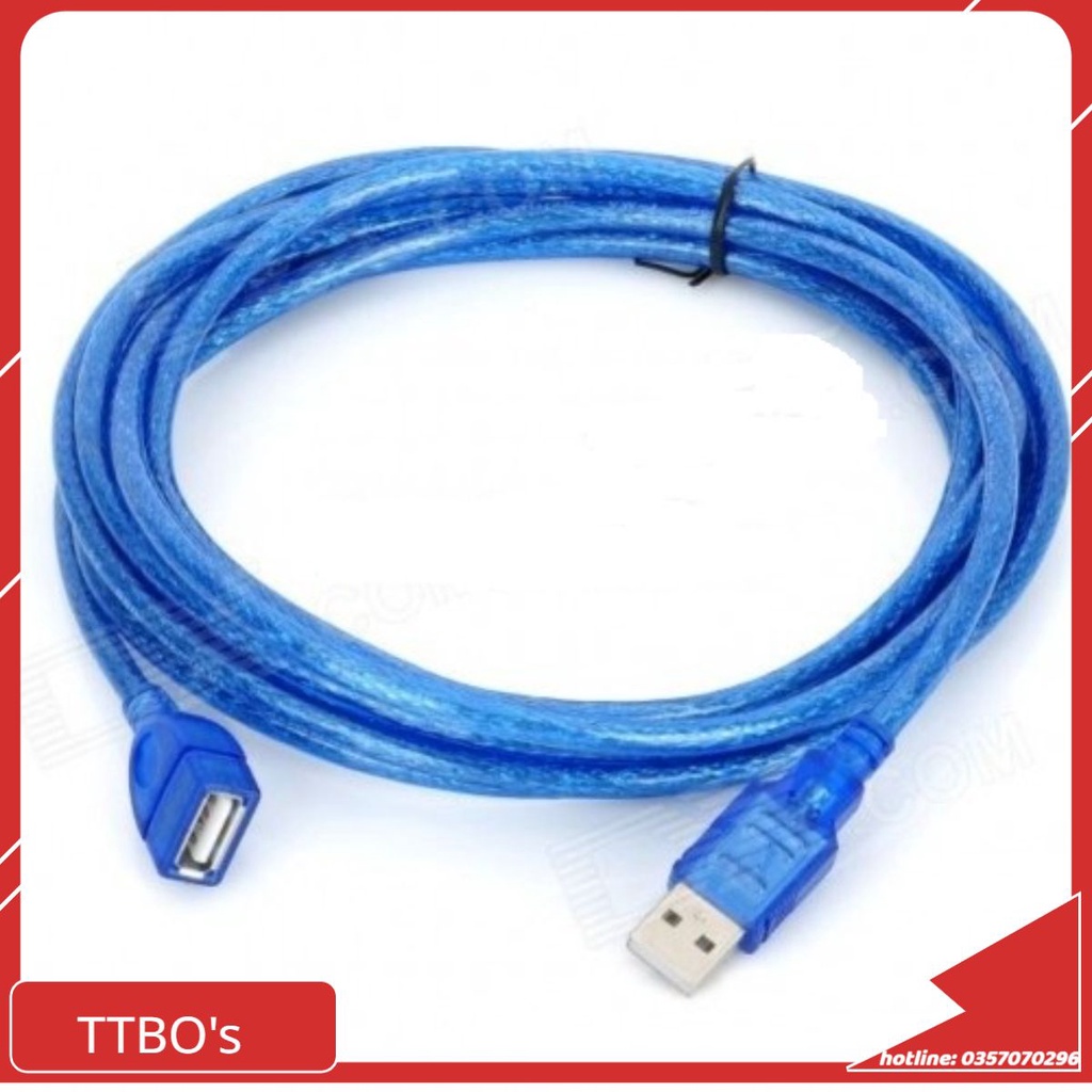 Dây usb nối dài 1.5m 3m 5m 10m màu xanh chống nhiễu loại tốt ttbo's