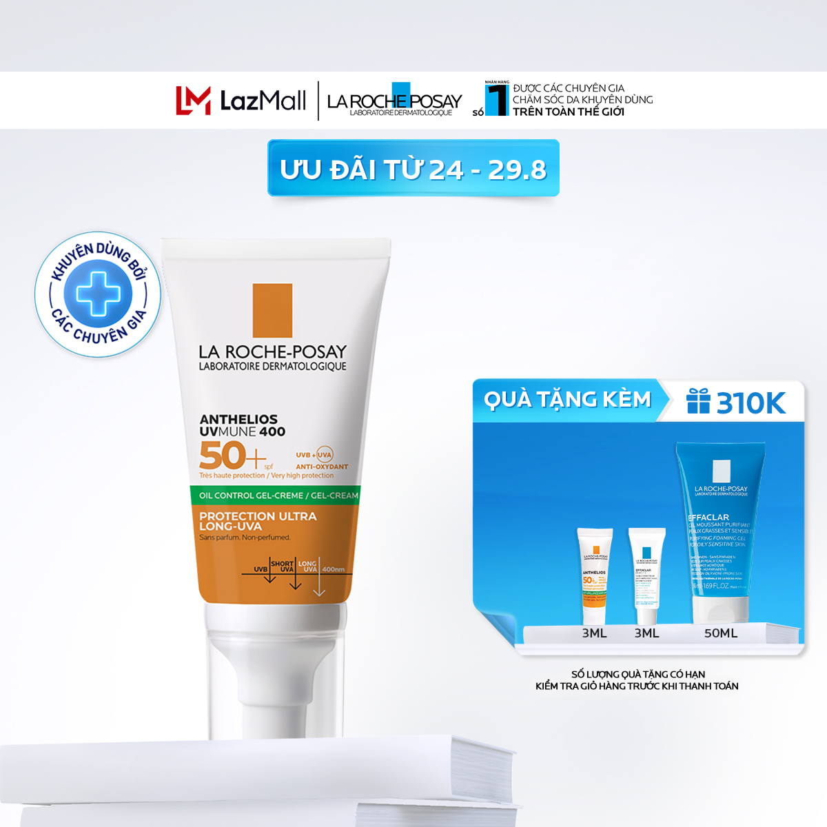 Kem chống nắng La Roche-Posay kiềm dầu 12H Anthelios UVMUNE 400 Gel-Cream