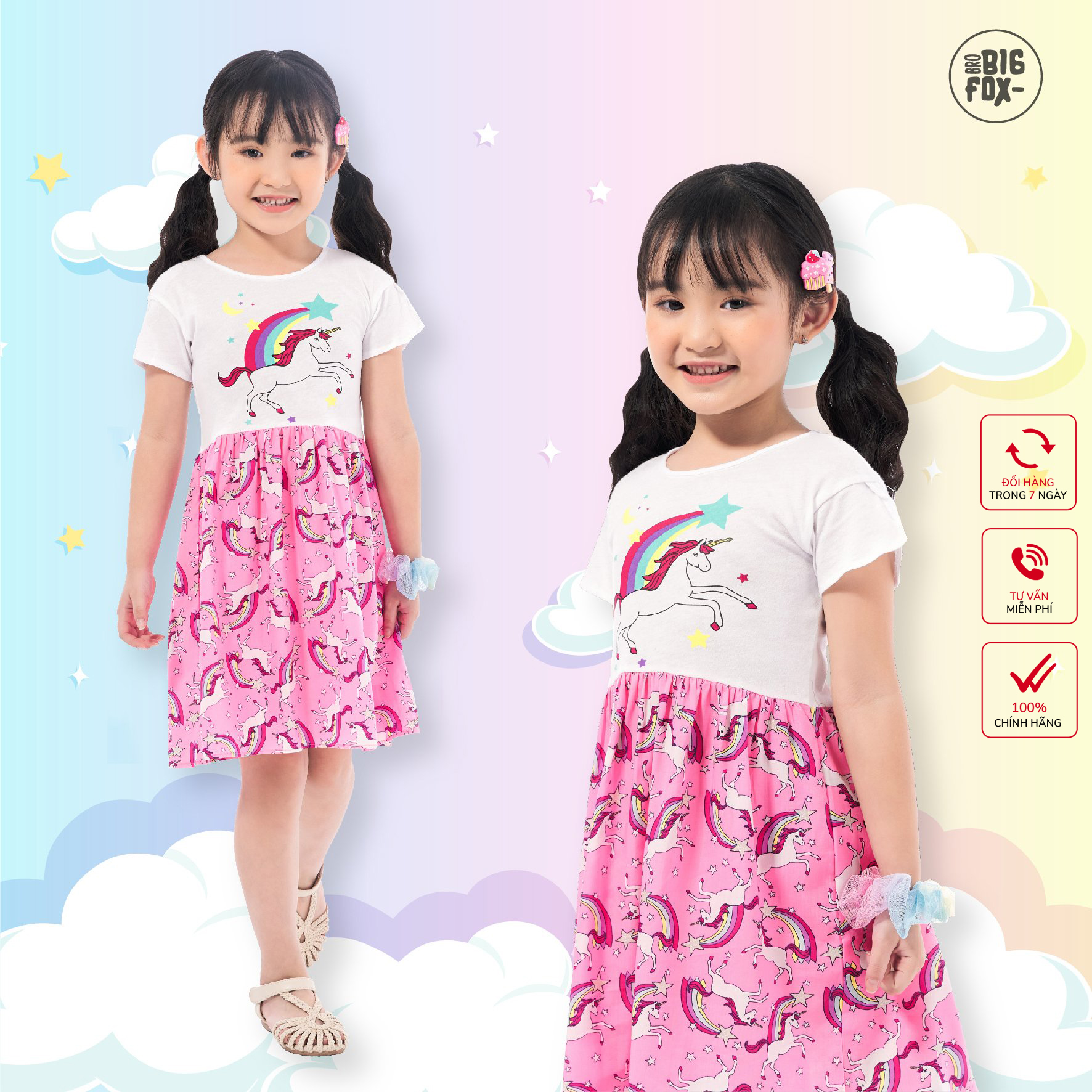 Đầm Hè Cho Bé Gái Miss Meow Tới Size Đại . Váy Cotton Thun Trẻ Em In Ngựa Tay Xếp 2-8