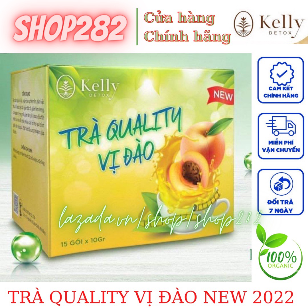 Trà giảm cân tự nhiên Quality Vị Đào Kelly Detox - mẫu mới 2022