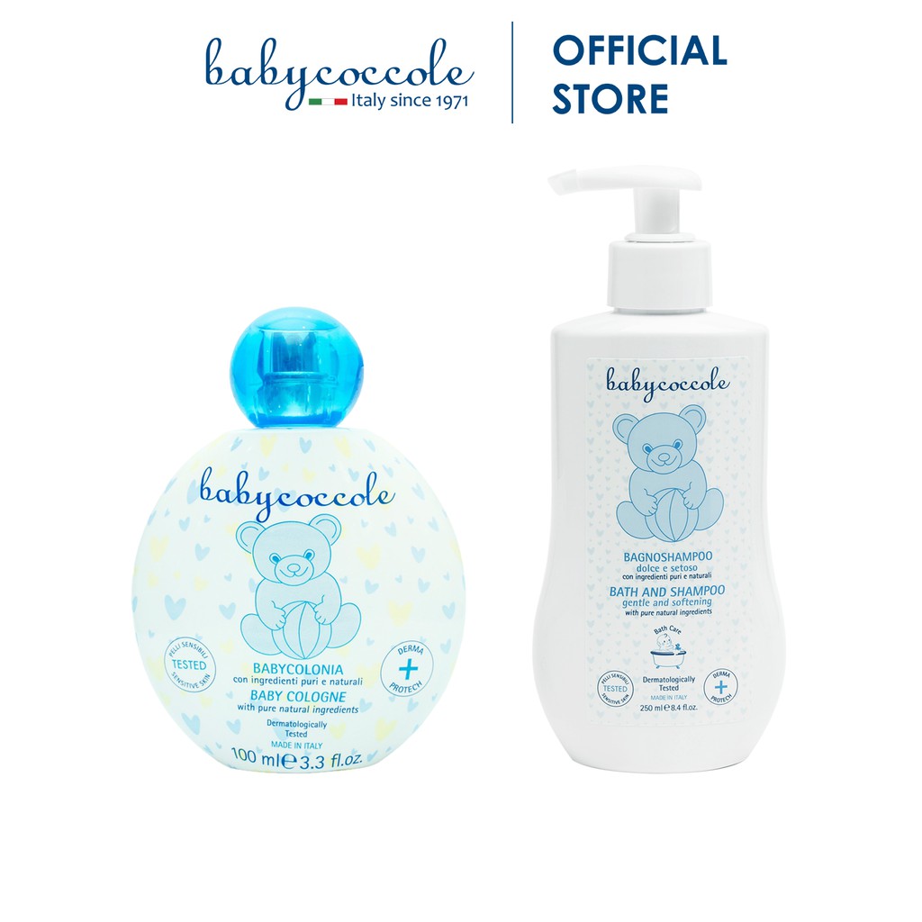 Combo nước hoa sữa tắm gội cho bé Babycoccole 0M+ chiết xuất hoa sen 100ml & 250ml-400ml